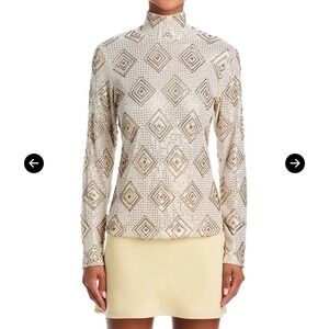 AQUA Sequin‎ Embellished Top Mock Neck Party Sparkle XXL‼️REVIEW PHOTOS‼️